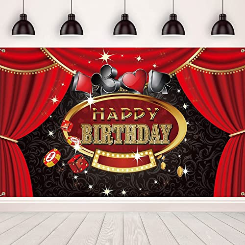 Las Vegas Casino Geburtstagsparty Hintergrund Fotokabine Casino Thema Geburtstag Hintergrund Casino Party Dekoration Happy Birthday Banner Supplies 1,8 x 9,1 m