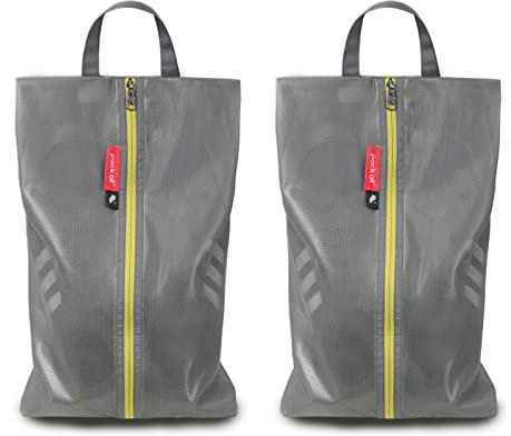Pack all wasserfesten Schuhsäcke Plus für Reisen, Aufbewahrungs-Organizer Schuhbeutel mit Reißverschluss, Mehrfarbig für Männer und Frauen, 2er-Pack Plus-Grau