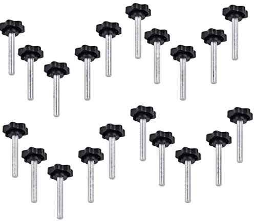 VIVIIHOO 20 Pièces Bouton à Vis Fileté M6 * 40 Étoile Poignée Tête en Plastique Écrou Vis de Serrage Acier pour Tour