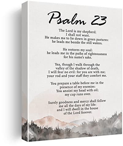 Bibelvers Psalm 23 der Herr ist mein Schäferhund, Leinwand, Wandkunst, Dekoration, positives christliches Poster, Gemälde, gerahmter Schriftdruck, Schild, Bild für Heimbüro, Dekoration, 30,5 x 38,1 cm