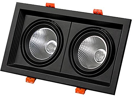 FAZRPIP Doppeltes quadratisches LED-Downlight-Licht 7 W * 2 COB-Deckenstrahler LED-Deckeneinbauleuchten Innenbeleuchtung Einstellbarer Winkel Flachstrahler 3000 K-6000 K wählbar