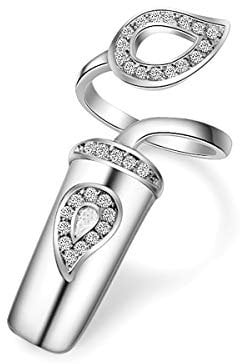 Uloveido Ring Finger Nail Cover Rings Gold Plated Fingernail Rings Jewelry Artificial Nail Accessories for Women Girls SZ287-3 (Platinum)