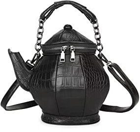 SMALLBLUER Handbag Teapot Shaped Shoulder Bag Special Satchel Purse for men and women, Black, One Size