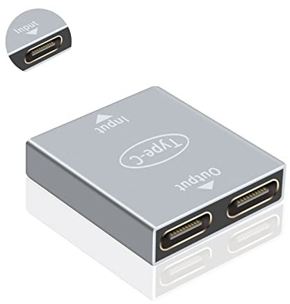 Duttek Divisor USB Tipo C 1 a 2, Adaptador USB C Hembra a Doble USB C, Cargador USB C Dual Compatible con Carga rápida PD, Compatible con la mayoría de teléfonos Inteligentes Android o Tipo C/USB C