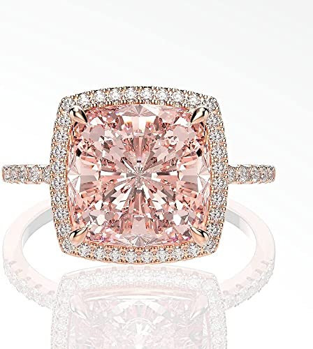 Ring, 2022 New Sterling Silber 4,4 Karat Morgan Powder Fertilizer Square 10 * 10 High Carbon Diamond Ring Female High-End Sense (9) (Size : 6)