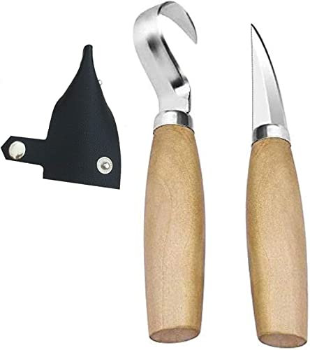 Holzschnitzmesser-Werkzeug-Set für Anfänger, inklusive Schnitzhakenmesser mit Messerschutzhülle, Chip-Schnitzmesser, Präzisionsmeißel, DIY-Schnitzwerkzeug für die Löffelschnitzerei, Holzbearbeitung