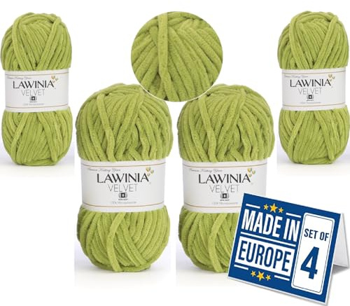 Premium Soft Chenille Yarn Chunky, Velvet Yarn Crochet, Does NOT SHED | Baby Plush Blanket Wool, Chunky Crochet Wool for Finger Knitting, Amigurumi, Hat, Scarf, Beanie Pack of 4