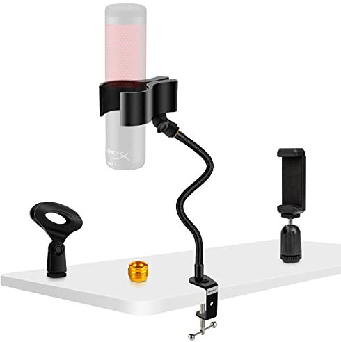 Mikrofonständer, flexibler Schwanenhals, Desktop-Mikrofonständer mit robuster Schreibtischklemme, 360 Grad verstellbar, kompakt für Blue Yeti Snowball Ice Spark (1 Packung)