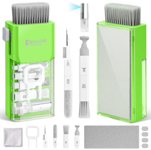 Ordilend Tastatur Reinigungsset, Alles in 1 Screen Cleaner Kit for iPhone Pro Handy, Tastaturreiniger mit Bürste Laptop Keyboard Cleaner for Tablet, Computer, PC Monitor,Kamera mit Patent Hellgrün