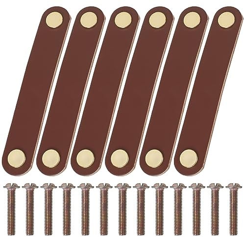 Läderhandtag Möbel, 6 st. Möbelhandtag, Skåphandtag, Läderslinga Handtag, Möbelknoppar Skåp Knoppar, För Lådor, Möbler, Köksskåp, Byråer, Garderobs Handtag