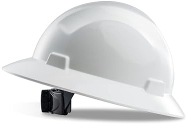 PACIFIC PPE Full Brim Hard Hat, OSHA Construction Safety Helmet Certified to ANSI Z89, 4 Point Adjustable Ratchet Suspension, Class E, G & C, White