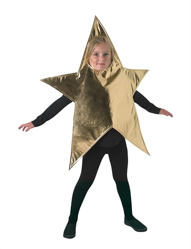 Rubies Disfraz Estrella Navidad para niños y niñas, Traje en Color Dorado, Belén, Pesebre, Navidad, Funciones Escolares, Fiestas Navideñas