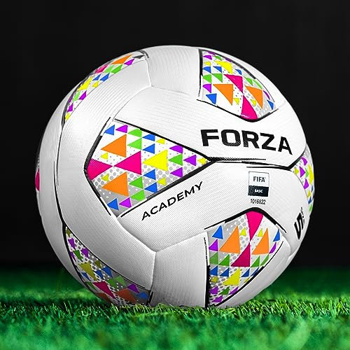 FORZA Academy Footballs - Official FIFA Basic Standard Footballs (Size 5 (Standard Adult) - 1 Pack, Multi Colour)