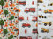 Keine Meterware, Stoffpaket 3x50x160cm, Stoffe zum Nähen für Kinder, 100% Baumwolle: 1,5m Baumwollstoff Stoffset Paul auf weiß - Junge Kinderstoff Füchse Baustelle Fahrzeuge Feuerwehr
