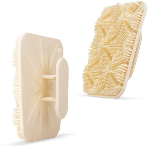 Silikon Körperbürste, Tiefenreinigung Körperwäscher Badebürste Dusche Duschbürste Körperpeeling Massage zur Reinigung und Pflege Ihrer Haut, Gut schäumend mit ergonomischem Handgriff (White)