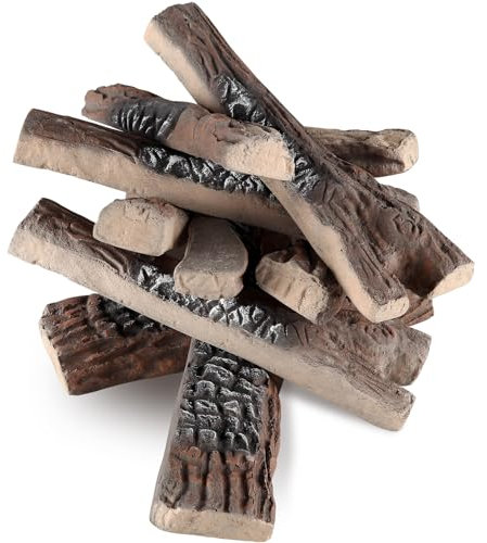 VEVOR Troncos cerámicos Leños de Chimenea, Madera