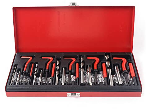 Froulaland 131tlg M5/6/8/10/12 Gewinde Reparatur Werkzeug Set Bohrer Helicoil Motor Innen- Gewinde Gewindebohrer Einsätze Hülsen