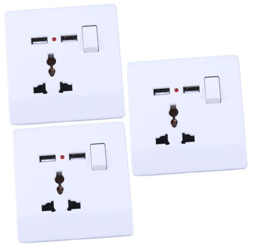 UPKOCH 3 Piezas placa de pared de salida eléctrica enchufe de pared dual USB placa frontal de salida de pared cargador de enchufe de pared USB de corriente de pared