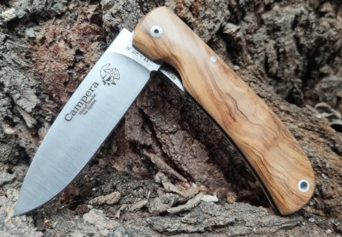 J&V Couteau Pliant CAMPERA pour Champ, Survie, Bushcraft - Lame en acier Sandvik de 8,5 cm - Fabriqué en Espagne - Folding Knife