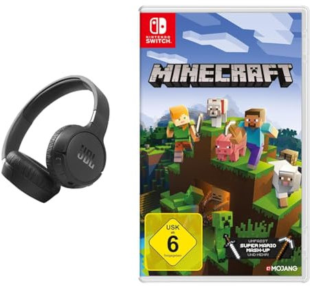 JBL Tune 660 BTNC On-Ear Active Noise Cancelling Kopfhörer Pure Bass Sound – Via Bluetooth- oder Kabel-Verbindung – Schwarz & Nintendo Minecraft - [Nintendo Switch]