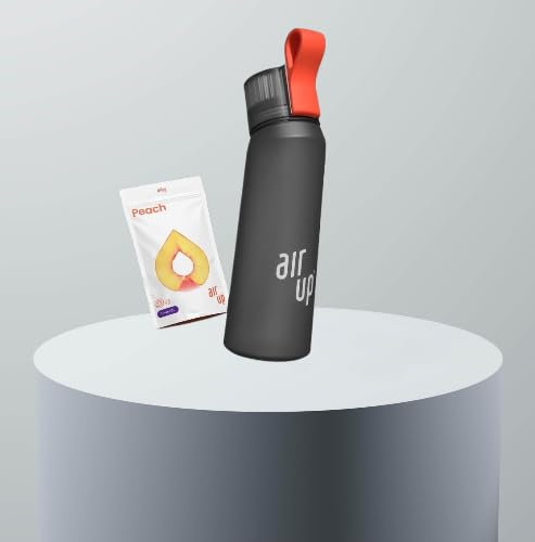Air Up Gourde originale de 650 ml, avec dosettes, sans BPA, 0 calories, (bouteille gris anthracite avec 3 dosettes à la pêche)