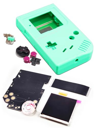 DIY GB IPS Display Brighten Screen Mod Kit + Mint Green Special Shells, for Gameboy Classic Original Console, Large Dot-by-Dot Brightness LCD Module w/ Speaker + Housing Case Replacement