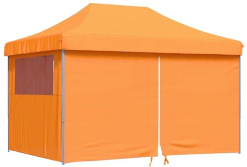 vidaXL Partyzelt, Gartenzelt Faltbar Pop-Up, Faltpavillon mit 4 Seitenteilen, Pavillon für Hochzeit Festival Party, Faltzelt Gartenpavillon, Orange