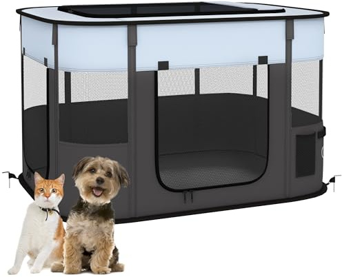 PawHut Parc pour Chien Animaux en Tissu Oxford Pliable 94x74x60cm Gris