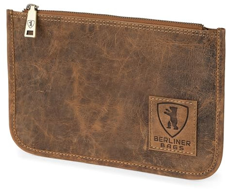 BERLINER BAGS Theo XL, porta passaporto e organizer da viaggio in pelle vintage, Noce, 9.8 x 6.9, Noce M