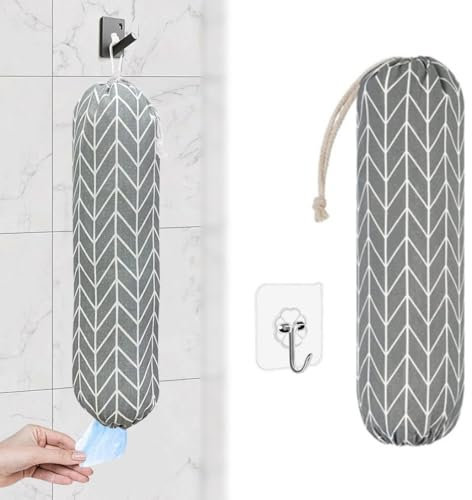 Tokaneit Porta Buste Plastica Cucina, Porta Sacchetti di Plastica da Appendere, Porta Sacchetti Spazzatura, Organizer per Sacchetti di Plastica, Pieghevole da Appendere con 1 Ganci (Grigio)
