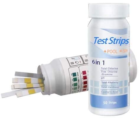 Onperpoe 100 Stück 6-in-1 PH Teststreifen Pool Tester PH und Chlor Digital PH Wert Teststreifen Wassertester Aquarium Test Wasserhärte Messen Pool Teststreifen für Pooltester Testen Cyanursäure