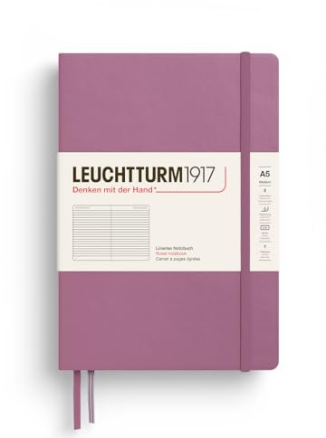 LEUCHTTURM1917 372186 Notizbuch Medium A5, Hardcover Schreibbuch, 251 nummerierte Seiten, Dusty Rose, liniert