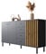 Newroom Sideboard Schwarz Wildeiche Sideboard Modern Vintage - 160x85x40 cm (BxHxT) - Highboard Anrichte - [Ebono.Three] Wohnzimmer Schlafzimmer Flur Esszimmer
