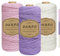 DXRPO Premium Makramee Garn Set, 3 Stück 3mm x 100m Macrame Cord,Baumwollgarn Macrame Garn für DIY Handwerk, Hängepflanzen,Weihnachten,Boho Deko(Natur, Rosa, Violett)