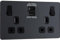 AMK® BG Double Switched Power Socket 13 Amp 2 Gang Plastic Matt Grey With USB Quick Charge Type A 27W & USB Type C 30W
