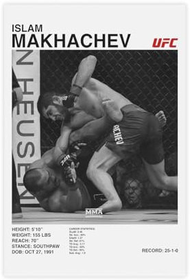 bacrhjlb Islam Makhachev UFC Poster, Leinwandposter, Wandkunst, Dekordruck, Bild Gemälde für Wohnzimmer, Schlafzimmer, Dekoration, 30 x 45 cm