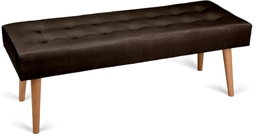 MG Design Polsterbank 45 × 120 cm in Braun – stabiles Holzgestell, weich gepolstert, samtig-weiche Oberfläche mit dezentem Schimmer, pflegeleicht – für Wohnzimmer, Schlafzimmer & Flur