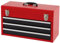TANGZON 3 Drawer Tool Chest, Lockable Metal Tool Box with Double Latch System, Ball Bearing Slides, EVA Liners & Carrying Handle, Portable Toolbox Tool Storage Cabinet, 52 x 22 x 31cm (Red + Black)