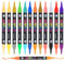 12 Acrylic Paint Pens with 24 Colours Brush Tip for Rock Painting Fabric Glass Stone Ceramic Wood Metal, Dual Tip Acrylic Markers for Adults and Kids, Paint Markers for Easter Egg Pumpkins Graffiti