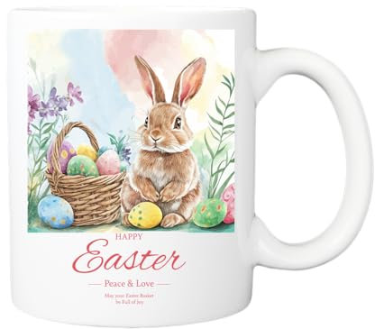 Tasse à café en céramique pour Pâques, motif œuf de Pâques, lapin, pique-nique, décoration de table, 325 ml