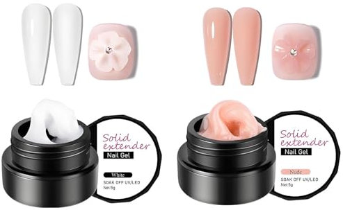 2PCS Builder Gel – Non-Flowing Texture for Effortless DIY –3D Sculpting & Nail Extensions – Solid Gel Glue for Nail Art
