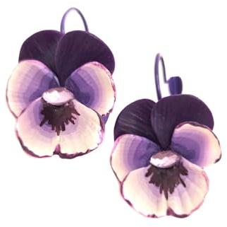 Pendientes pequeños flor pensamiento lilas, pendientes flores, hechos a mano, pieza exclusiva, Regalo original