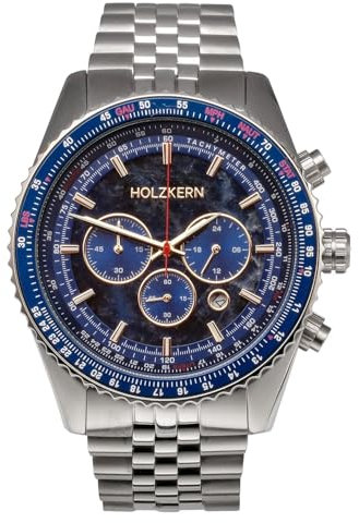 HOLZKERN Herrenuhr Chronograph Openhorizon Marmor Blau 9010631018306