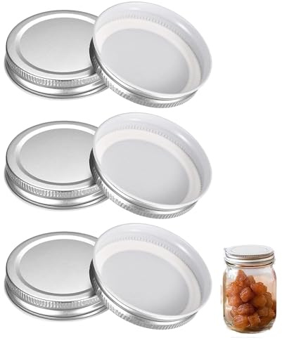 Mason Jar Lids, 6 Pcs - Tinplate Canning Lids Regular Mouth Leak Proof Fits Storage Jars (Silver)