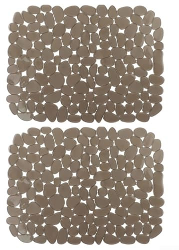 Küchenspüle-Zubehör, 30 x 40 cm, PVC, Kieselstein-Design, Matten zum Geschirrtrocknen (2er-Set) (grau)