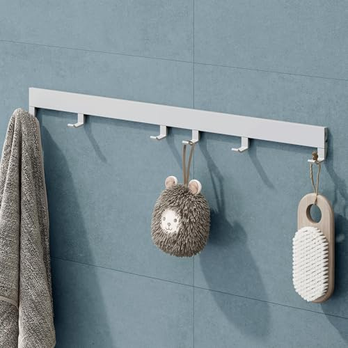 Mai & Mai Garderobenleiste aus Aluminium mit 6 Verstellhaken Matt Schwarz