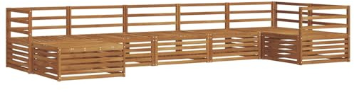 vidaXL Sofagarnituren 7 pcs Natur Massivholz Akazie, Gartenlounge, langlebiges Ecksofa, Sitzmöbel für außen, Terrasse, Moderne Möbel, Bequeme Gartenmöbel