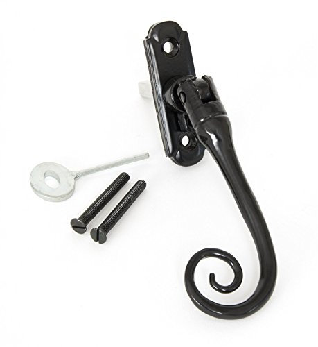 Left Handed Black Monkey Tail Window Handle/Espagnolette - Length 106mm