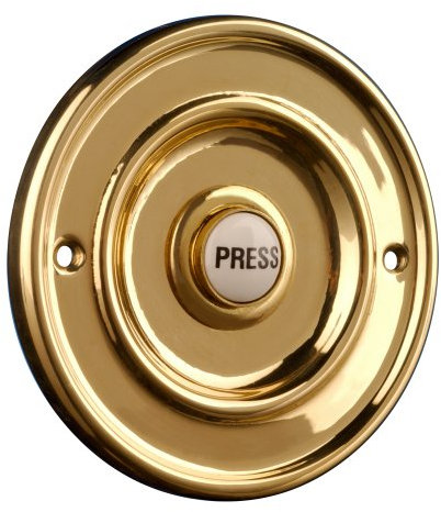 Polished Brass 76mm Dia Bell Push with China Press