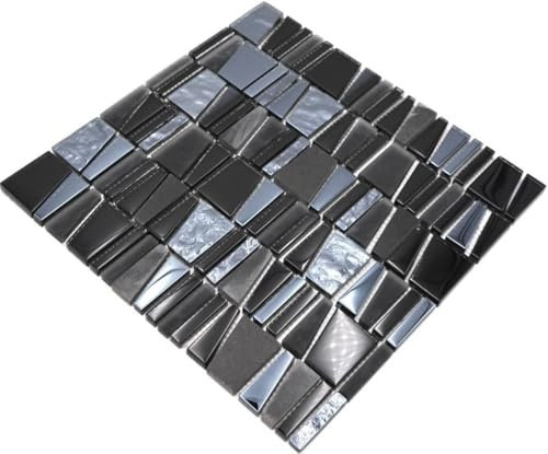 Mosaik Fliese Transluzent schwarz Leiter Glasmosaik Crystal Stein EP schwarz für WAND KÜCHE FLIESENSPIEGEL THEKENVERKLEIDUNG Mosaikmatte Mosaikplatte